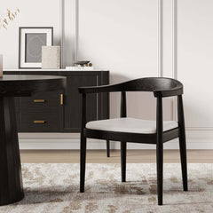 Modern Faux Leather Arm Chair With Ash Wood Frame