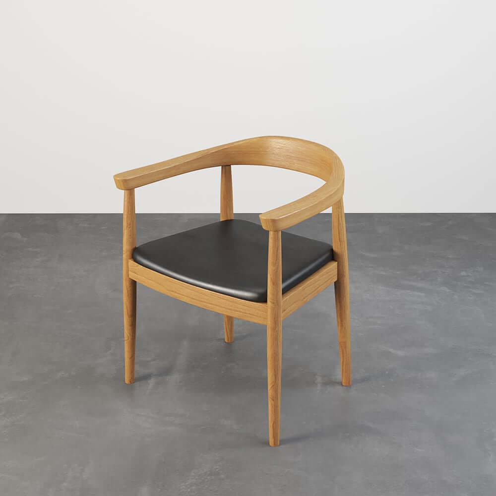 Modern Faux Leather Arm Chair With Ash Wood Frame