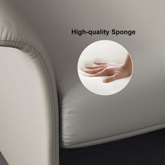 Modern Faux Leather Arm Chair With Headrest, Light Gray
