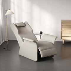 Modern Faux Leather Arm Chair With Headrest, Light Gray