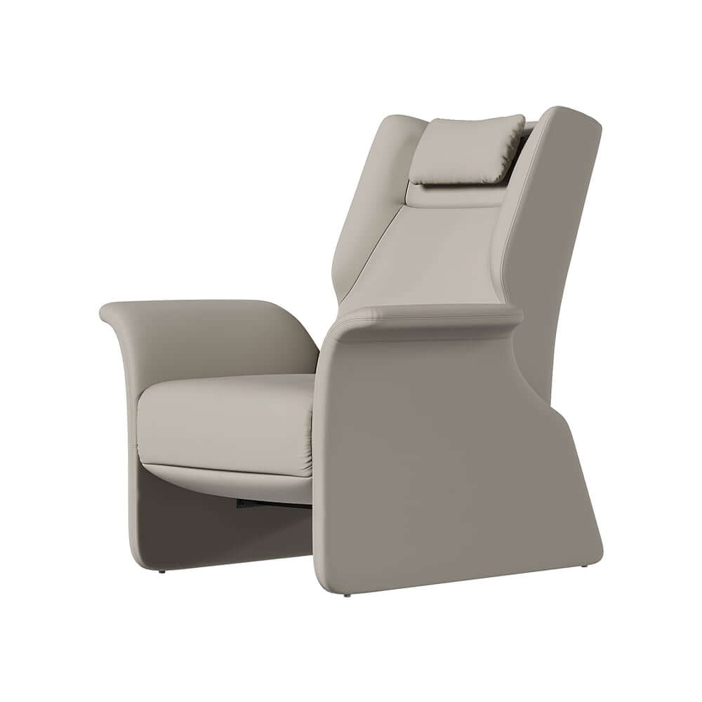 Modern Faux Leather Arm Chair With Headrest, Light Gray