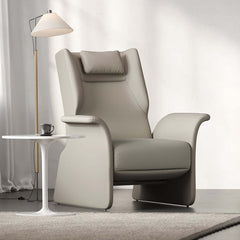 Modern Faux Leather Arm Chair With Headrest, Light Gray Main Product Image