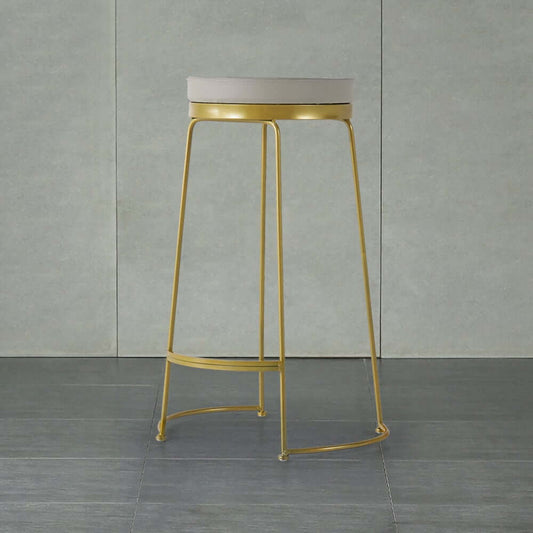 Modern Faux Leather Bar Stools with Gold Metal Legs, Set of 2