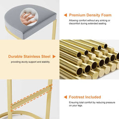 Modern Faux Leather Counter Stool With Gold Legs