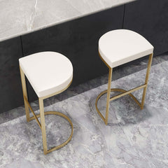 Modern Faux Leather Counter Stool With Gold Legs