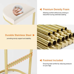 Modern Faux Leather Counter Stool With Gold Legs