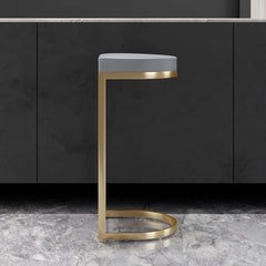 Modern Faux Leather Counter Stool With Gold Legs