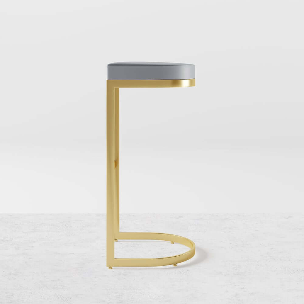 Modern Faux Leather Counter Stool With Gold Legs