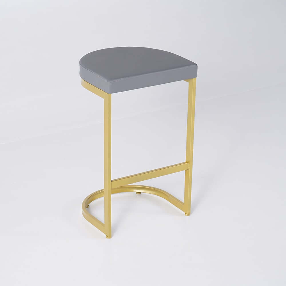 Modern Faux Leather Counter Stool With Gold Legs