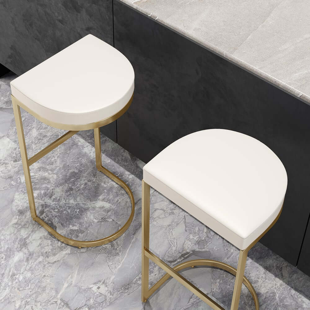 Modern Faux Leather Counter Stool With Gold Legs