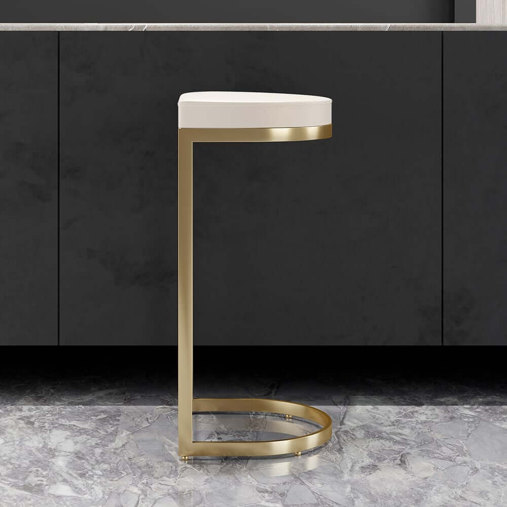 Modern Faux Leather Counter Stool With Gold Legs