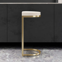 Modern Faux Leather Counter Stool With Gold Legs