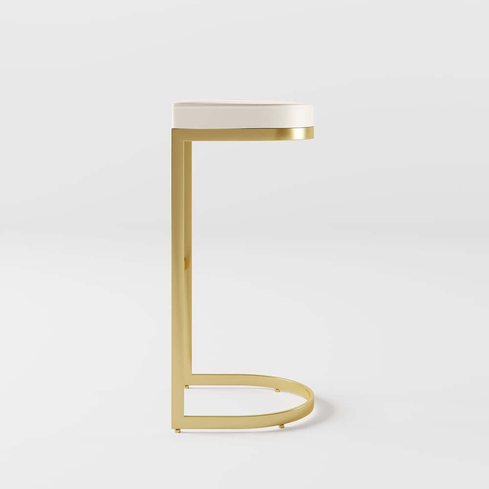 Modern Faux Leather Counter Stool With Gold Legs