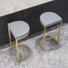 Modern Faux Leather Counter Stool With Gold Legs