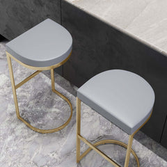 Modern Faux Leather Counter Stool With Gold Legs