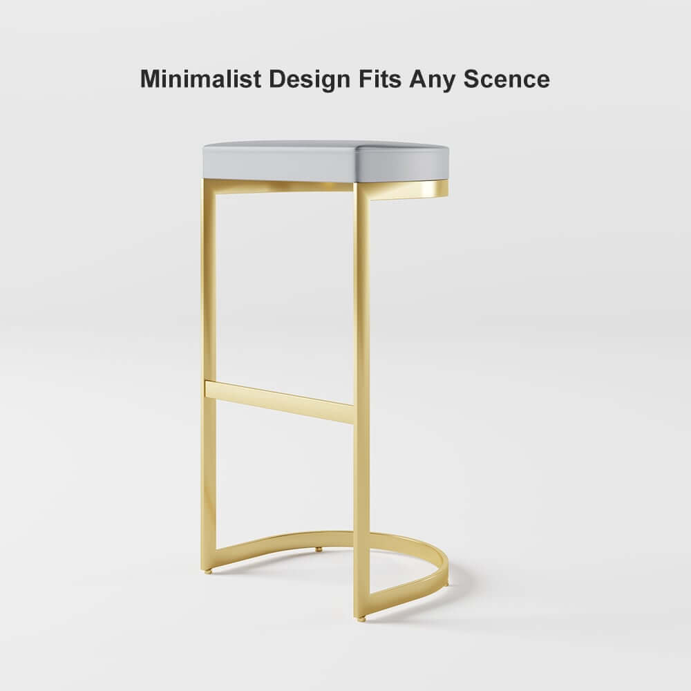 Modern Faux Leather Counter Stool With Gold Legs