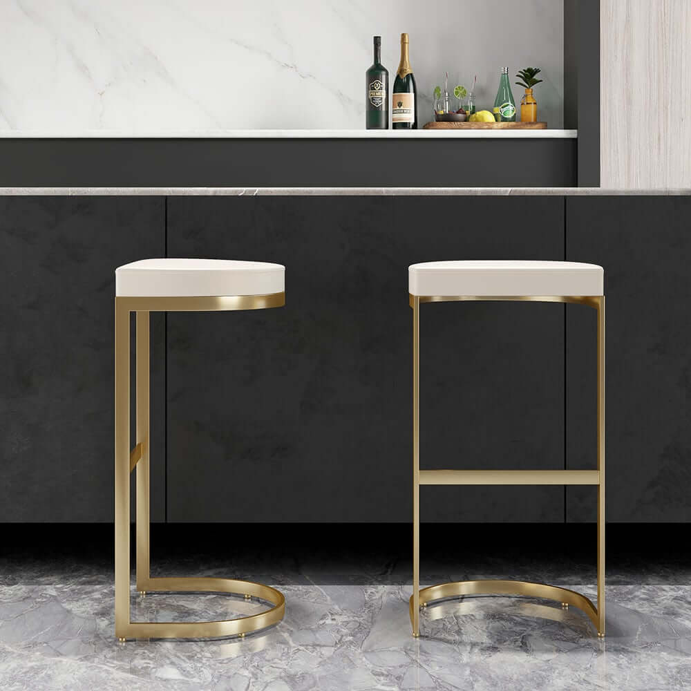 Modern Faux Leather Counter Stool With Gold Legs Main Product Image