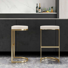 Modern Faux Leather Counter Stool With Gold Legs Main Product Image