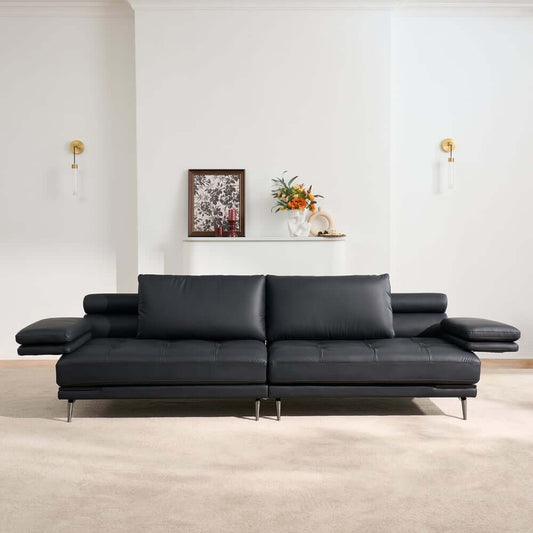 Modern Faux Leather Daybed Sofa With Square Arms