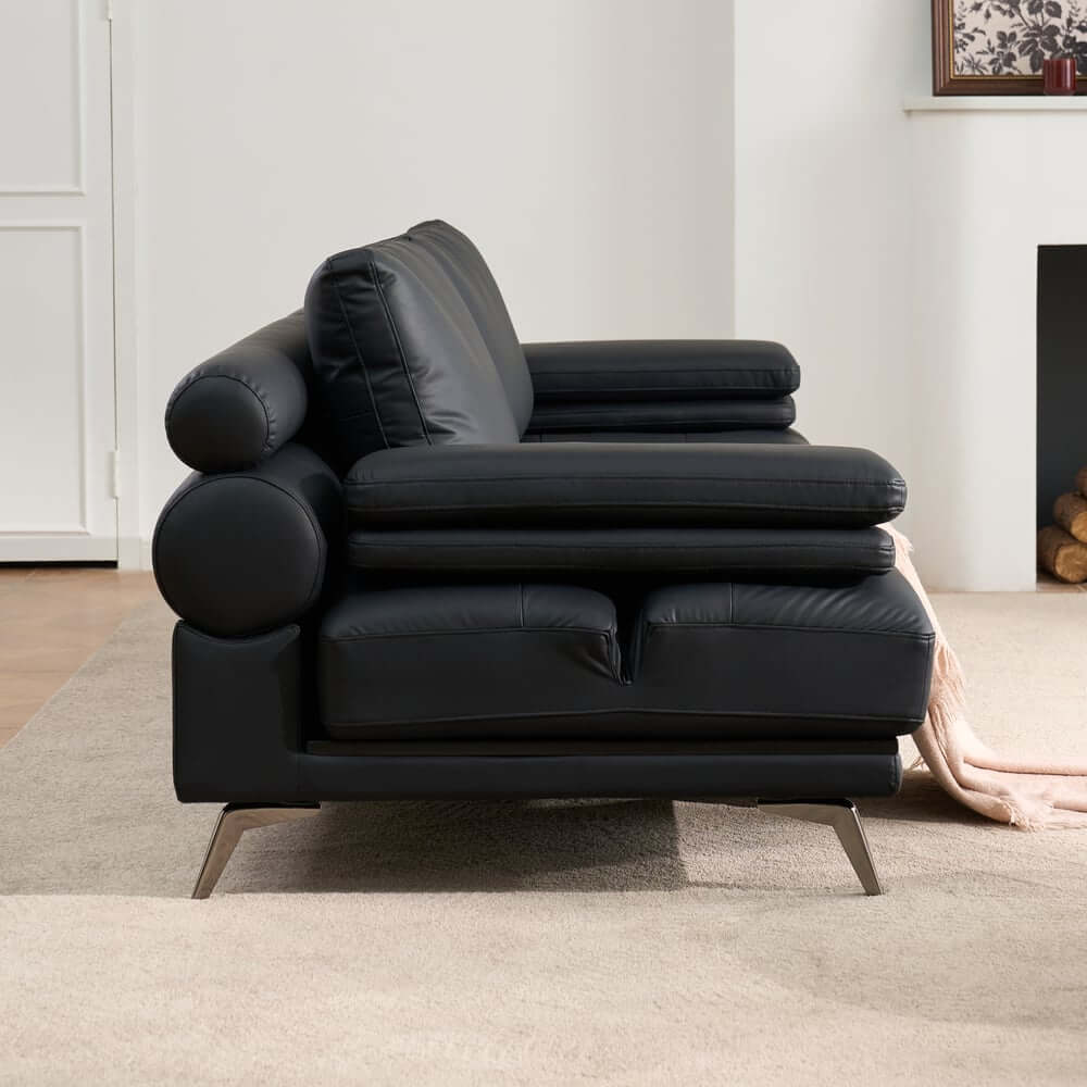 Modern Faux Leather Daybed Sofa With Square Arms