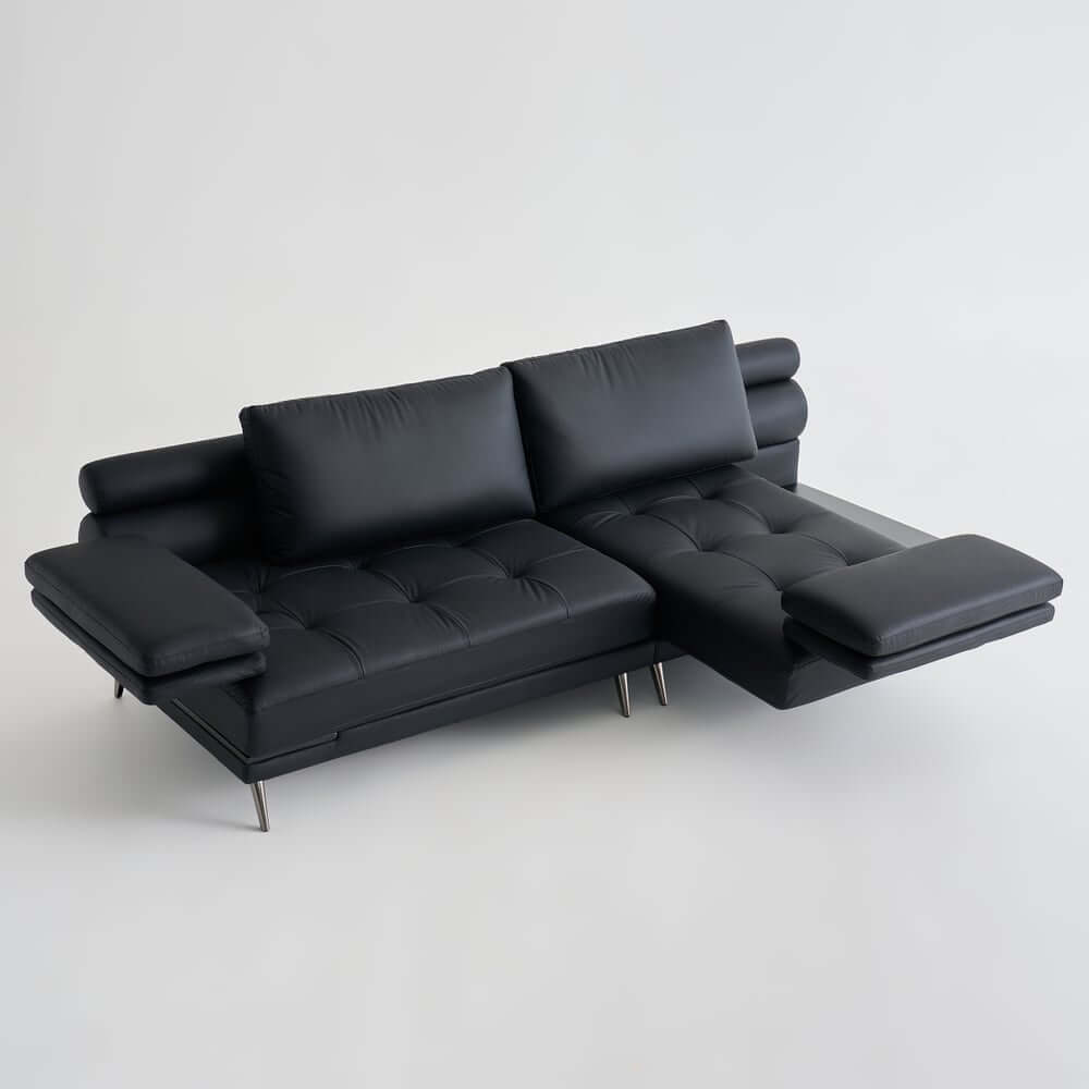 Modern Faux Leather Daybed Sofa With Square Arms