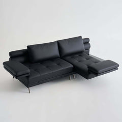 Modern Faux Leather Daybed Sofa With Square Arms