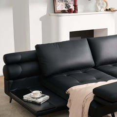 Modern Faux Leather Daybed Sofa With Square Arms