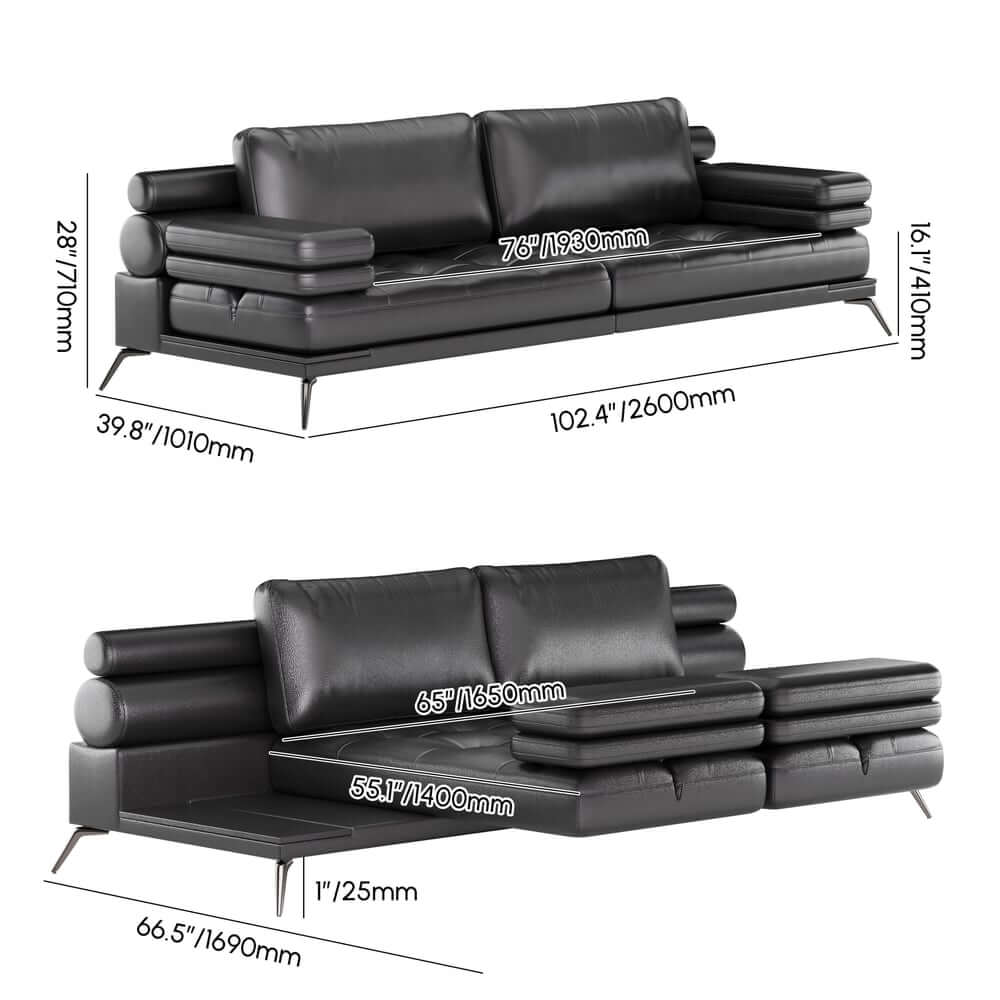 Modern Faux Leather Daybed Sofa With Square Arms Dimensions