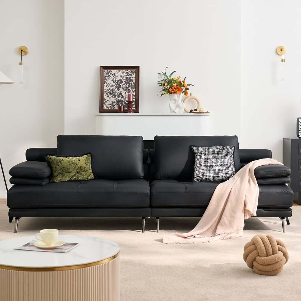 Modern Faux Leather Daybed Sofa With Square Arms Main Product Image