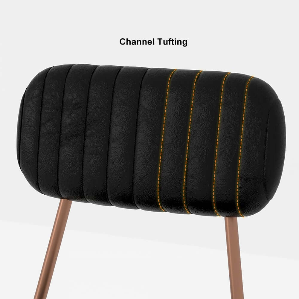 Modern Faux Leather Dining Chairs Set With Metal Legs