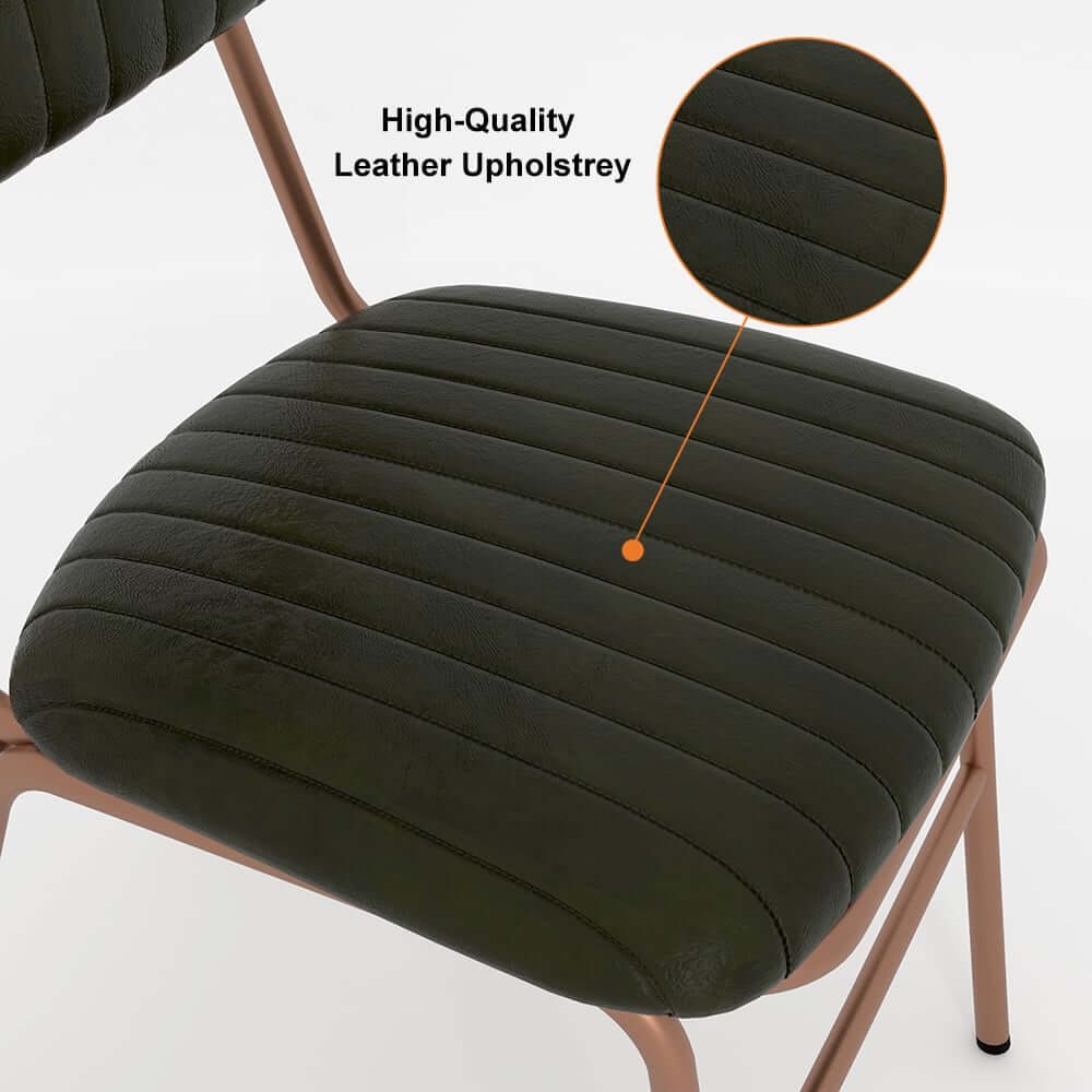 Modern Faux Leather Dining Chairs Set With Metal Legs