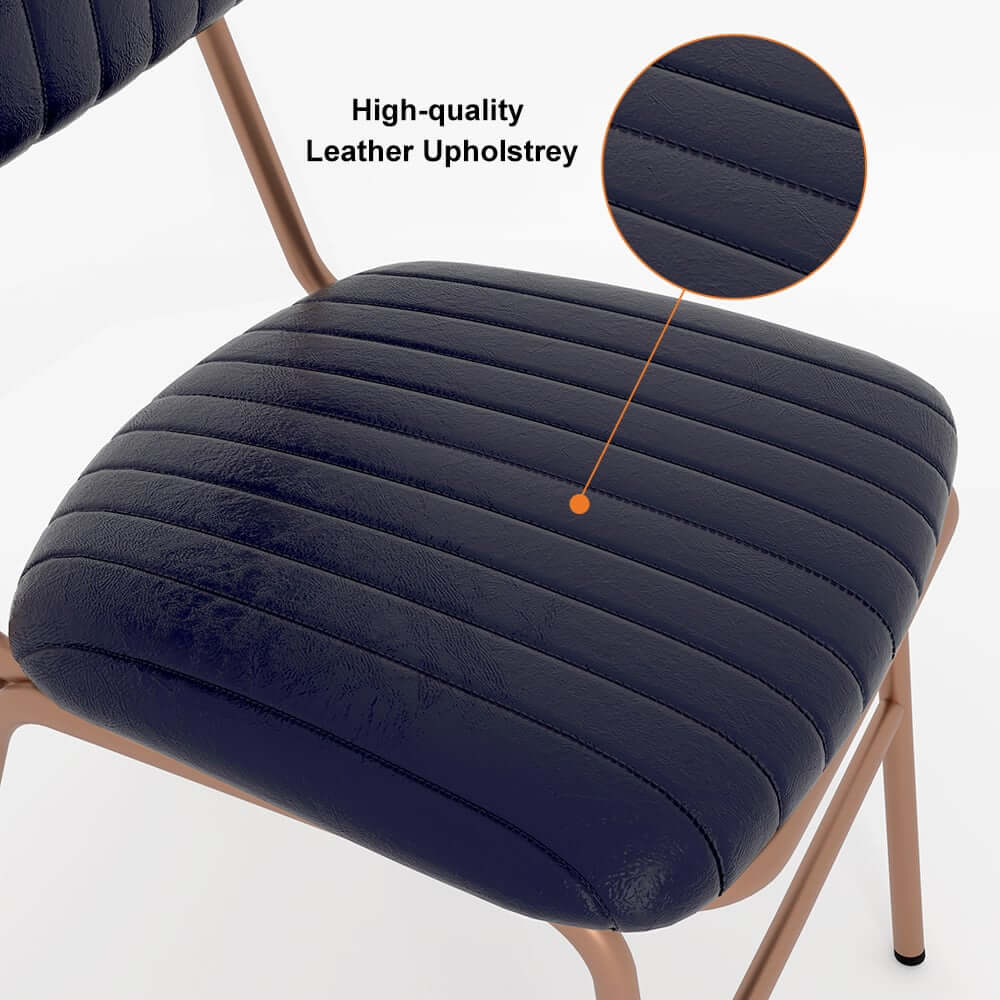 Modern Faux Leather Dining Chairs Set With Metal Legs