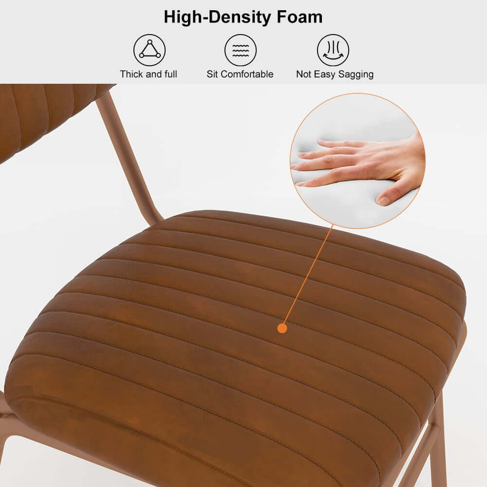 Modern Faux Leather Dining Chairs Set With Metal Legs