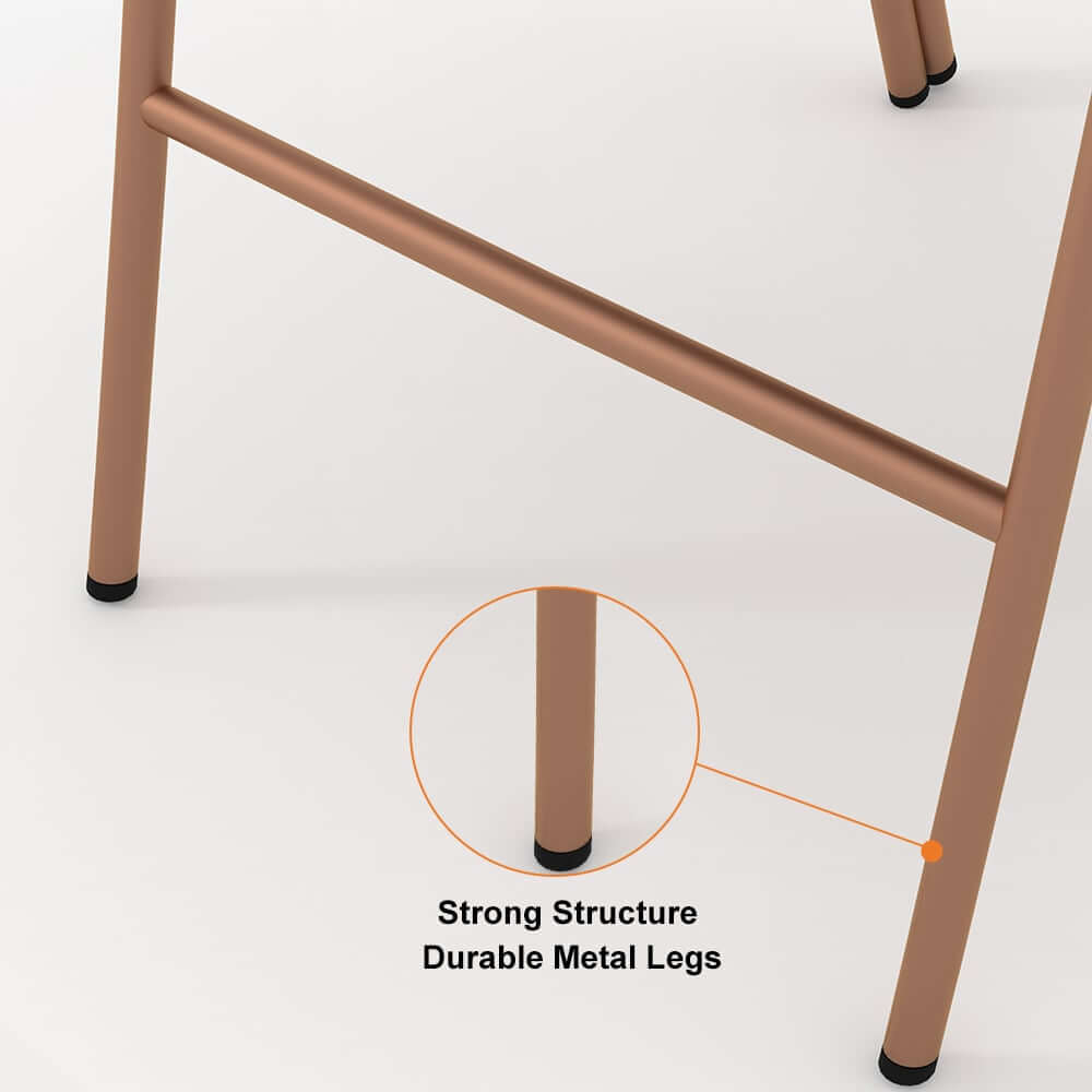 Modern Faux Leather Dining Chairs Set With Metal Legs