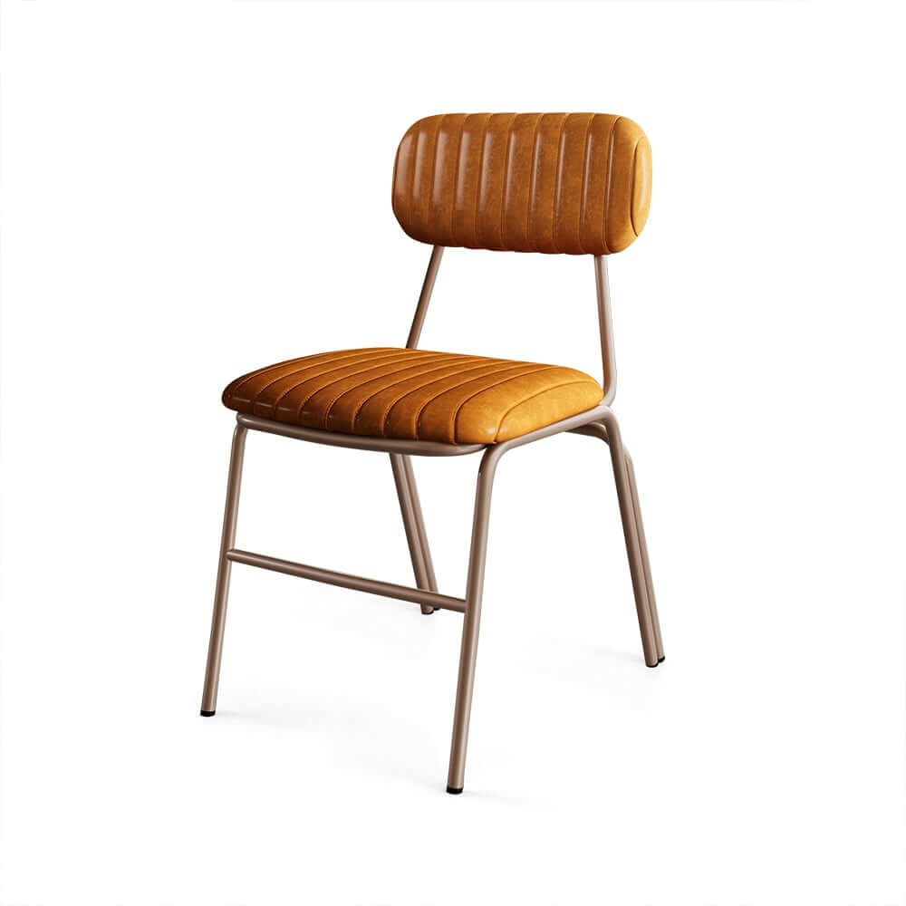 Modern Faux Leather Dining Chairs Set With Metal Legs