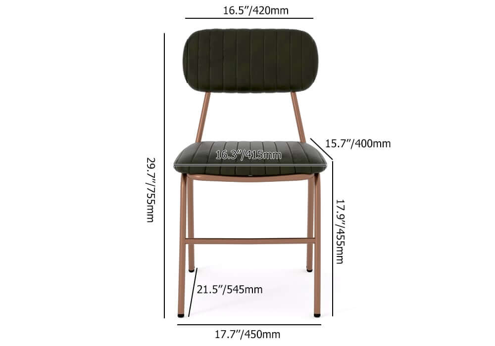 Modern Faux Leather Dining Chairs Set With Metal Legs Dimensions