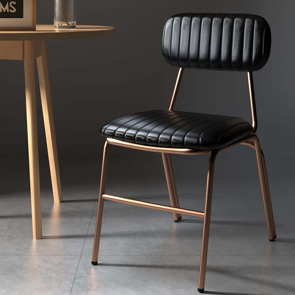 Modern Faux Leather Dining Chairs Set With Metal Legs Main Product Image