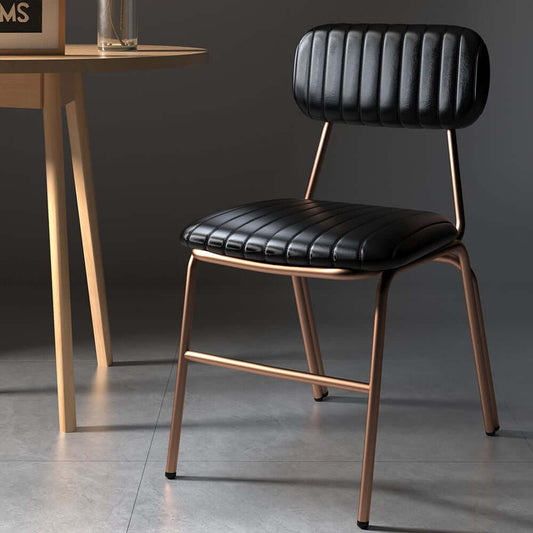 Modern Faux Leather Dining Chairs Set With Metal Legs Main Product Image