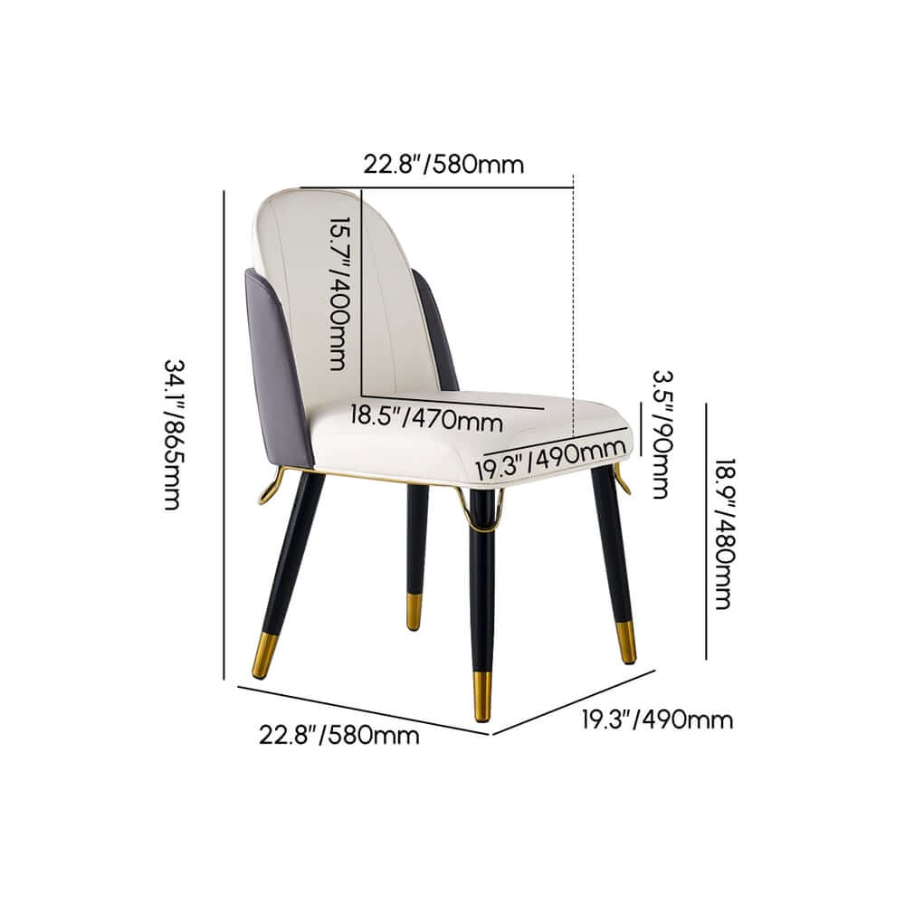 Modern Faux Leather Dining Side Chair Set Of 2 Dimensions