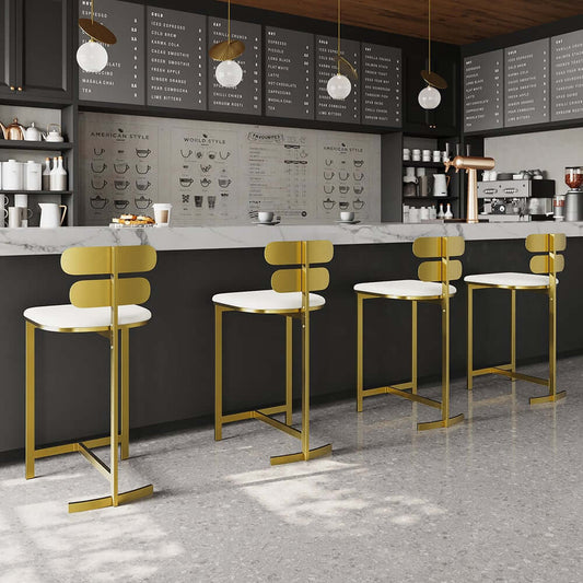 Modern Faux Leather Gold Counter Stool With Footrest Main Product Image