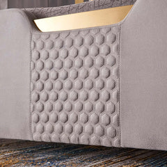 Modern Faux Leather King Bed With Gold Trim