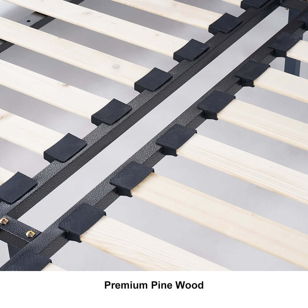 Modern Faux Leather King Bed With Gold Trim