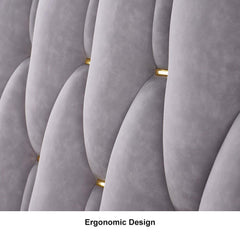 Modern Faux Leather King Bed With Gold Trim