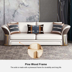 Modern Faux Leather Living Room Set, 3 Pieces, Stainless Steel