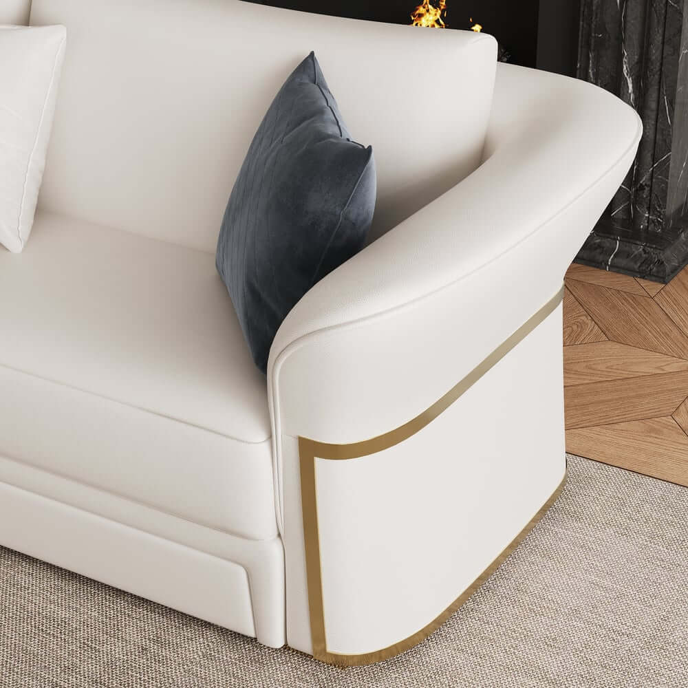 Modern Faux Leather Living Room Set, 3 Pieces, Stainless Steel