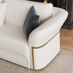 Modern Faux Leather Living Room Set, 3 Pieces, Stainless Steel