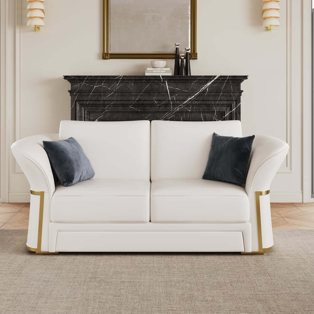 Modern Faux Leather Living Room Set, 3 Pieces, Stainless Steel