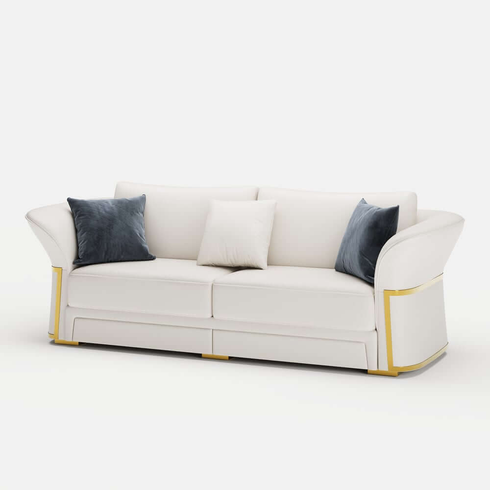 Modern Faux Leather Living Room Set, 3 Pieces, Stainless Steel