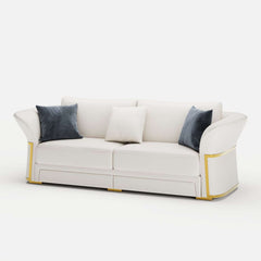 Modern Faux Leather Living Room Set, 3 Pieces, Stainless Steel