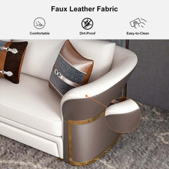 Modern Faux Leather Living Room Set, 3 Pieces, Stainless Steel